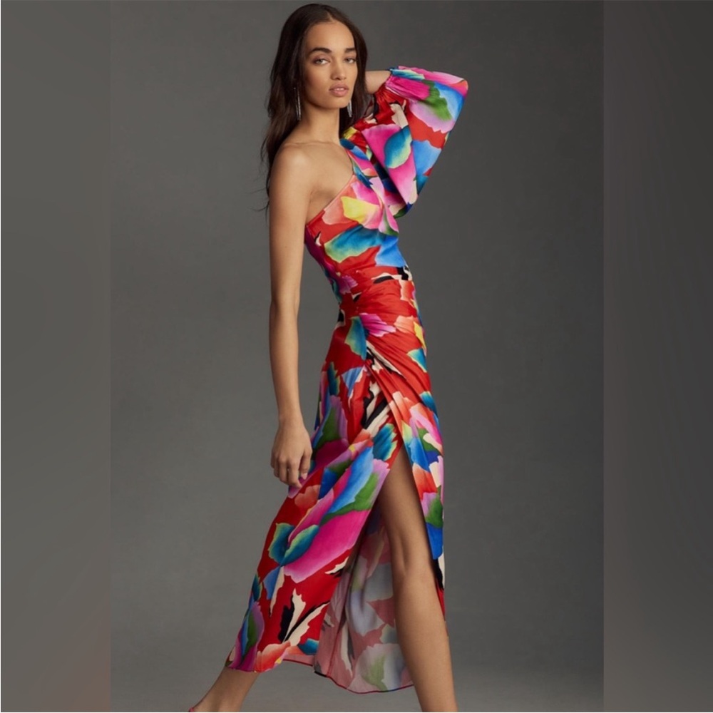 Farm Rio One-Shoulder Slim Floral Midi Dress - Picture 4 of 4